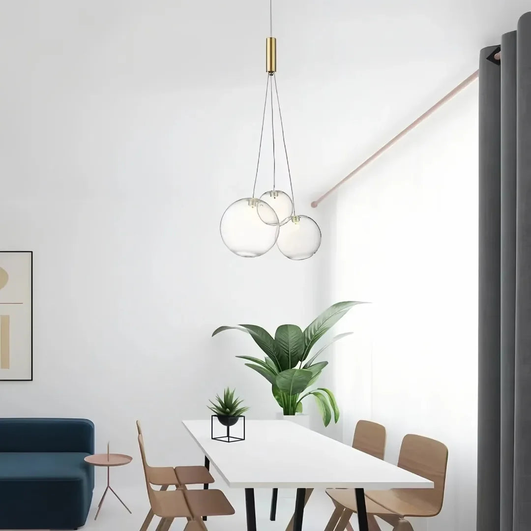 Suspension grappe en verre moderne LED pour salle à manger