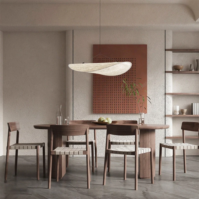 Suspension japonaise wabi sabi design en soie dimmable pour salle à manger