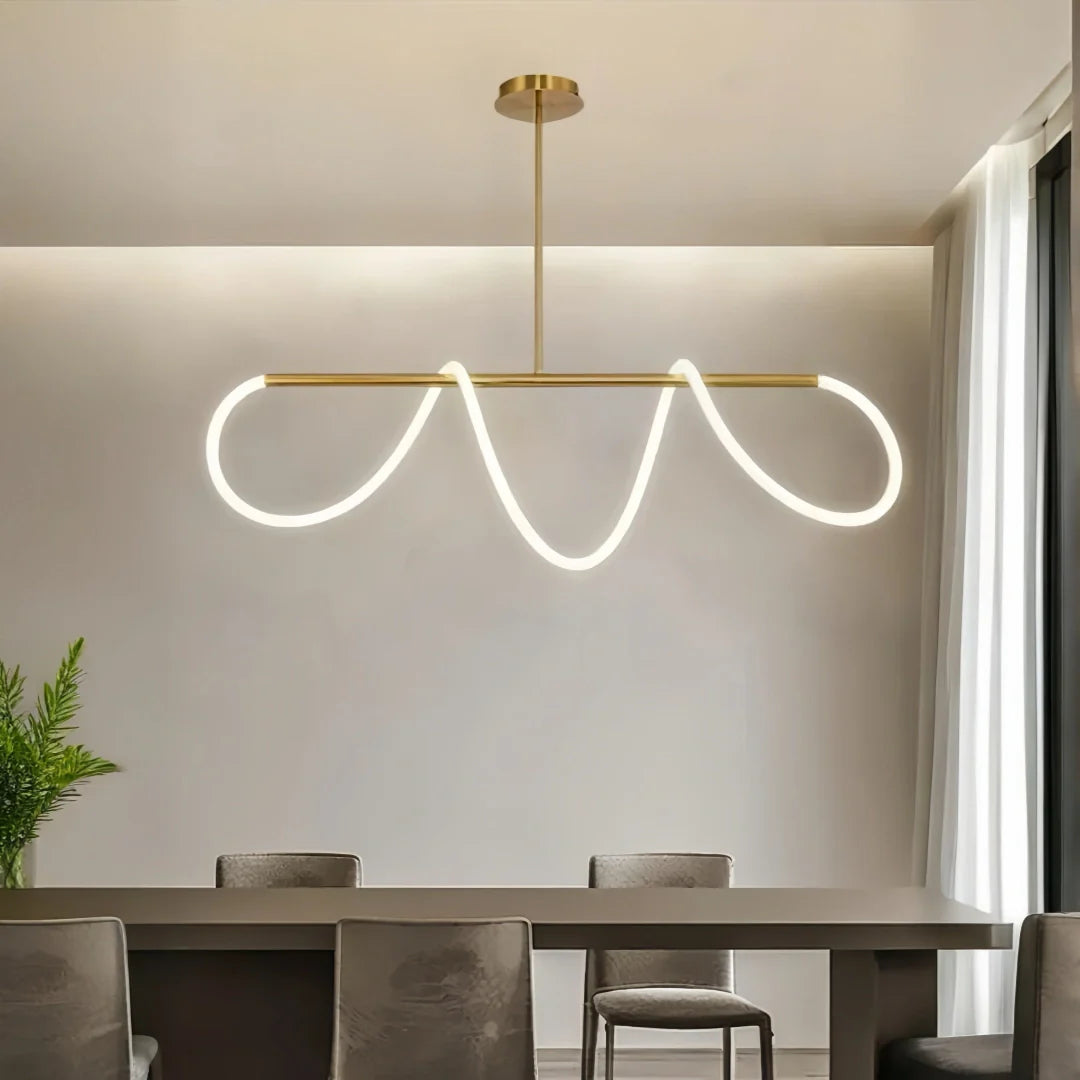 Suspension linéaire en silicone flexible moderne LED dimmable pour salle à manger