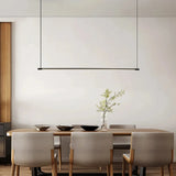 Suspension linéaire minimaliste LED dimmable en métal noir pour salle à manger