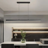 Suspension linéaire minimaliste LED dimmable en métal pour salle à manger