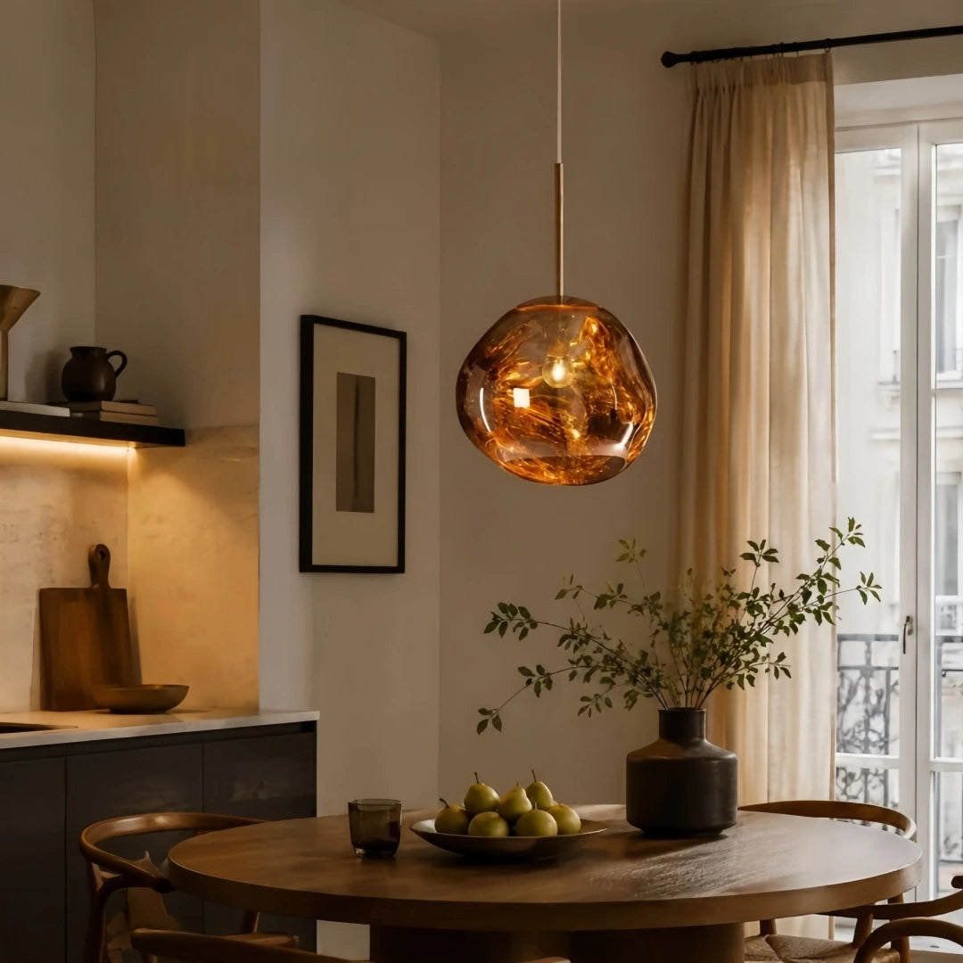 Suspension moderne effet lave en acrylique réglable en hauteur pour salle à manger