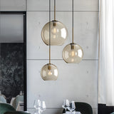 Suspension nordique en verre et métal LED à hauteur réglable pour salle à manger