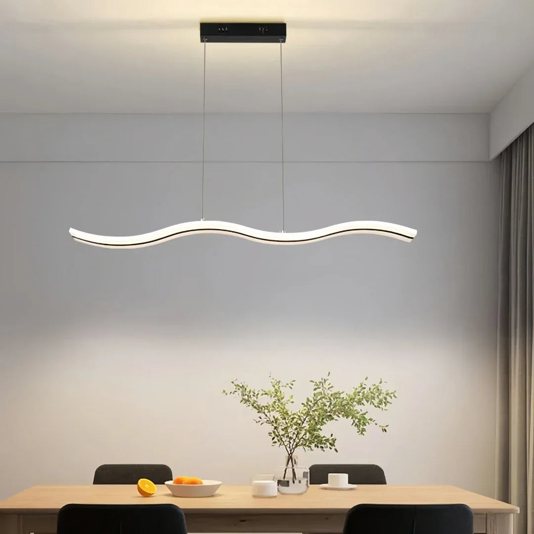 Suspension ondulée moderne LED dimmable en acrylique pour salle à manger