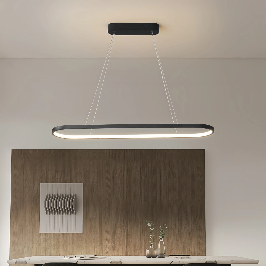 Suspension ovale moderne LED à hauteur réglable pour salle à manger