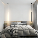 Suspension linéaire noire minimaliste LED dimmable pour chevet