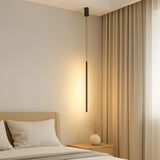 Suspension linéaire noire minimaliste LED dimmable pour chevet