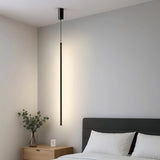 Suspension linéaire noire minimaliste LED dimmable pour chevet