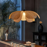 Suspension pétale en rotin artisanale japonaise dimmable pour salle à manger