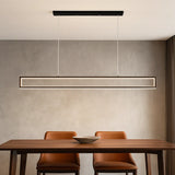 Suspension rectangulaire noire minimaliste LED dimmable pour salle à manger