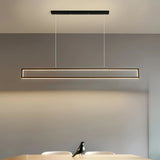 Suspension rectangulaire noire minimaliste LED dimmable pour salle à manger