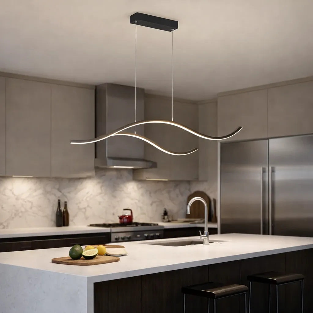 Suspension vague moderne à LED dimmable pour îlot de cuisine