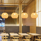 Suspension boule en bambou tressée à la main japonaise pour salle à manger