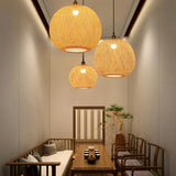 Suspension boule en bambou tressée à la main japonaise pour salle à manger