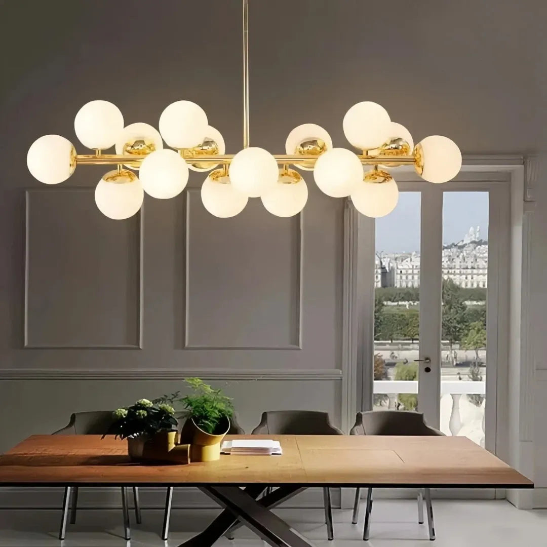 Suspension boules de verre moderne LED pour salle à manger