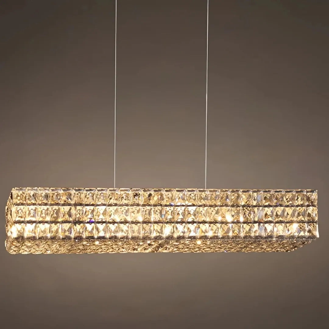 Suspension en cristal rectangulaire moderne pour salle à manger