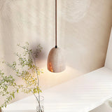 Suspension en travertin cloche japonaise LED pour chevet