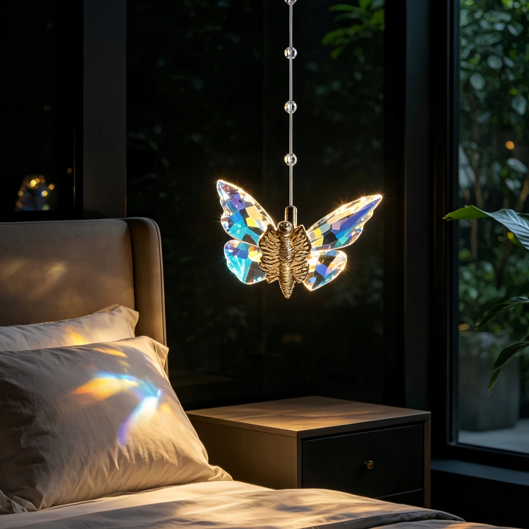 Suspension papillon en verre moderne de chevet