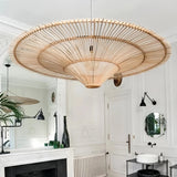 Très grande suspension en rotin naturel tressée à la main pour salon