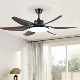 Ventilateur de plafond à 6 pales avec lumière LED moderne et silencieux 6 vitesses fonction été hiver Ø 132 cm pour salon