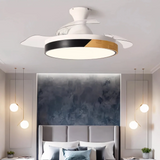 Ventilateur de plafond à pales rétractables silencieux LED dimmable mode été hiver pour chambre