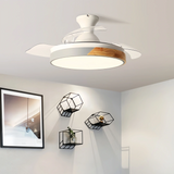 Ventilateur de plafond à pales rétractables silencieux LED dimmable mode été hiver pour chambre