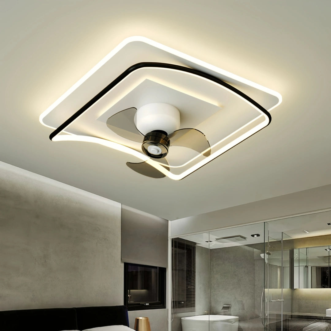 Ventilateur de plafond avec lumière LED design moderne oscillation à 360° moteur DC silencieux dimmable 6 vitesses pour chambre