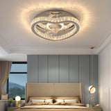 Ventilateur de plafond avec lumière LED en cristal moderne silencieux 3 vitesses mode Été Hiver Ø 50 cm pour chambre