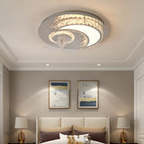 Ventilateur de plafond avec lumière LED en cristal moderne silencieux 3 vitesses mode Été Hiver Ø 50 cm pour chambre