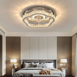 Ventilateur de plafond avec lumière LED en cristal moderne silencieux 3 vitesses mode Été Hiver Ø 50 cm pour chambre