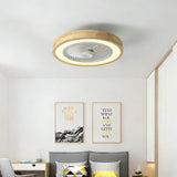 Ventilateur de plafond avec lumière silencieux rond LED dimmable moteur DC Ø 50 cm pour chambre