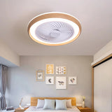 Ventilateur de plafond avec lumière silencieux rond LED dimmable moteur DC Ø 50 cm pour chambre