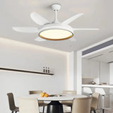 Ventilateur de plafond blanc avec lumière LED 6 pales moderne silencieux moteur DC à 6 vitesses mode été hiver minuterie pour salon