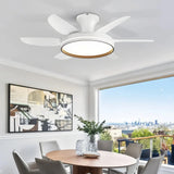 Ventilateur de plafond blanc avec lumière LED 6 pales moderne silencieux moteur DC à 6 vitesses mode été hiver minuterie pour salon