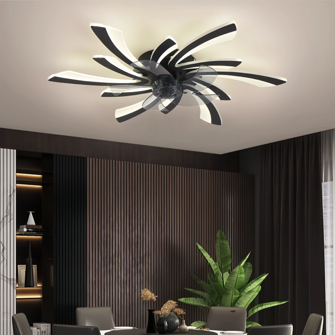 Ventilateur de plafond design moderne avec lumière LED silencieux mode été hiver 6 vitesses et minuterie pour chambre