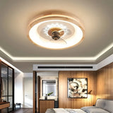 Ventilateur de plafond en bois avec lumière scandinave silencieux dimmable moteur DC Ø 50 cm pour chambre