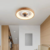 Ventilateur de plafond en bois avec lumière scandinave silencieux dimmable moteur DC Ø 50 cm pour chambre