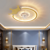 Ventilateur de plafond enfant moderne doré avec lumière LED dimmable moteur DC silencieux 3 vitesses mode été hiver