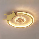 Ventilateur de plafond enfant moderne doré avec lumière LED dimmable moteur DC silencieux 3 vitesses mode été hiver