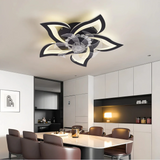 Ventilateur de plafond lumière fleur silencieux dimmable moteur DC avec télécommande mode été hiver Ø50 cm pour chambre
