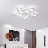 Ventilateur de plafond lumière fleur silencieux dimmable moteur DC avec télécommande mode été hiver Ø50 cm pour chambre