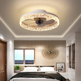 Ventilateur plafond silencieux lumière moderne moteur DC 6 vitesses LED dimmable Ø 50 cm pour chambre