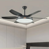 Ventilateur de plafond silencieux avec lumière LED moderne à 6 pales moteur DC 6 vitesses mode été hiver et minuterie Ø 132 cm pour salon