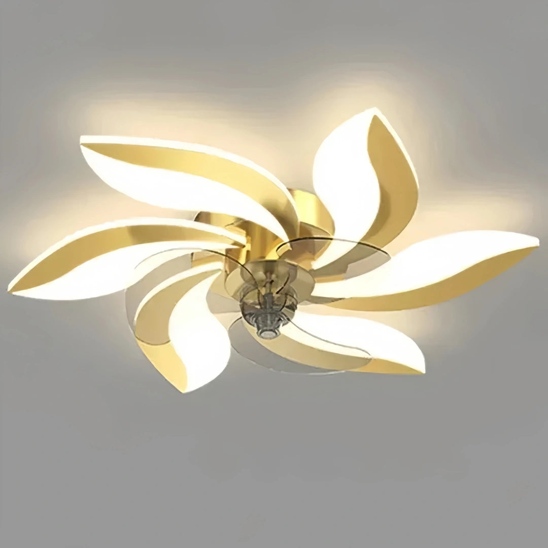 Ventilateur plafond design moderne avec lumière LED dimmable silencieux réversible 6 vitesses pour chambre