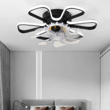 Ventilateur plafond fleur design moderne avec lumière LED dimmable moteur DC silencieux 3 vitesses minuterie pour chambre