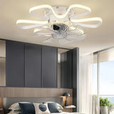 Ventilateur plafond fleur design moderne avec lumière LED dimmable moteur DC silencieux 3 vitesses minuterie pour chambre