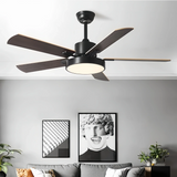 Ventilateur de plafond 5 pales en bois avec lumière scandinave moteur DC silencieux 6 vitesses mode été hiver pour salon