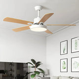 Ventilateur de plafond 5 pales en bois avec lumière scandinave moteur DC silencieux 6 vitesses mode été hiver pour salon