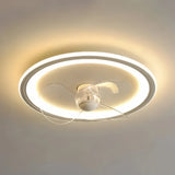 Ventilateur de plafond avec lumière rond blanc moderne LED dimmable moteur DC silencieux 6 vitesses mode été hiver pour chambre