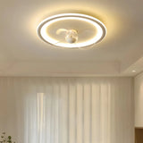 Ventilateur de plafond avec lumière rond blanc moderne LED dimmable moteur DC silencieux 6 vitesses mode été hiver pour chambre